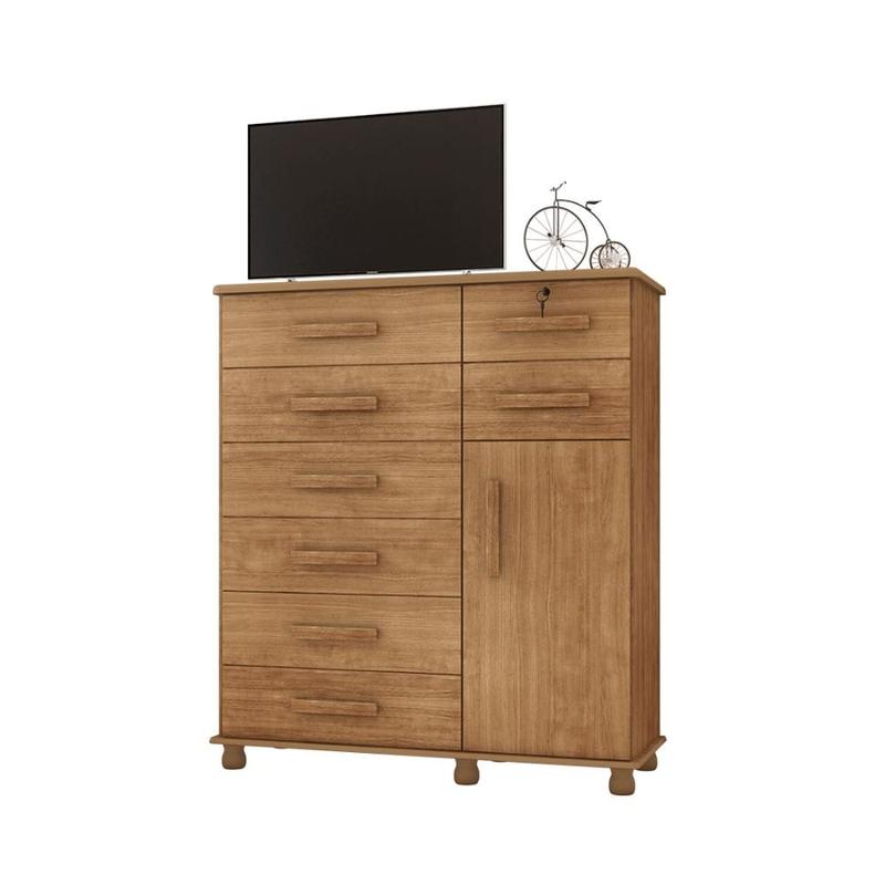 Cômoda Sapateira 1 Porta 8 Gavetas Grande Casal com Chaveadura